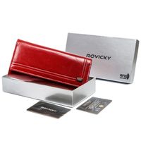 skórzany portfel damski na karty z ochroną rfid protect — rovicky