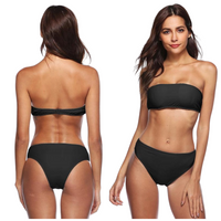 STRÓJ KĄPIELOWY CZARNY NA PLAŻĘ BANDEAU OPASKA KOSTIUM DWUCZĘŚCIOWY BASEN