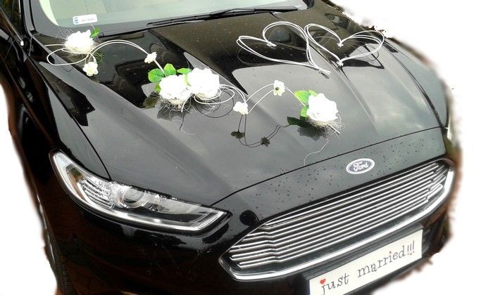 Dekoracja samochodu ozdoby na auto do ślubu kwiaty zdjęcie 1