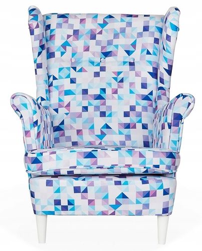 Fotel uszak ARI PRINT skandynawski  patchwork blue jasny na Arena.pl