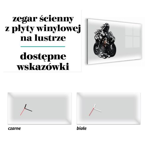 Zegar Ścienny z płyty winylowej na lustrze MOTORYZACJA 35 wzorów 59x29 cm na Arena.pl