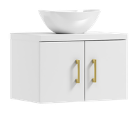 Szafka łazienkowa wisząca MARKUS 80 biały/GOLD z umywalką Eliza B