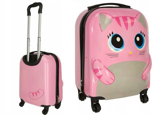 Walizka Podróżna dla Dzieci na Kółkach Bagaż Podręczny Rączka Kotek Kot na Arena.pl