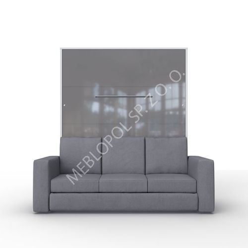 Półkotapczan MEBLOPOL 160V pionowy z sofą b./szary połysk z LED na Arena.pl