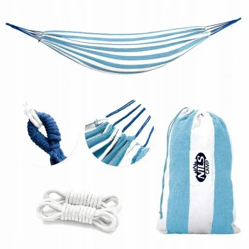 DUŻY HAMAK OGRODOWY BAWEŁNA 155x120cm HUŚTAWKA zdjęcie 1