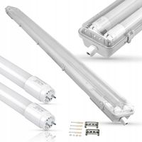 Oprawa hermetyczna 120cm Lampa LED do garażu natynkowa + 2x świetlówka LED