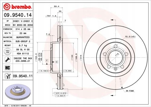 TARCZA HAM PRZOD 314X25 V BREMBO na Arena.pl