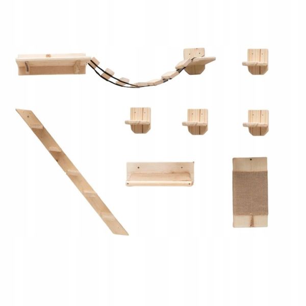 PÓŁKA ŚCIENNA DLA KOTA STOPIEŃ SCHODEK DREWNIANA zdjęcie 4