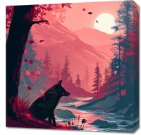 Obraz 60x60cm Wilk Przy Brzegu Lasu