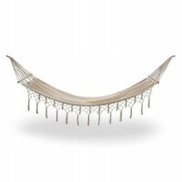 HAMAK OGRODOWY Z POKROWCEM BEŻOWY BOHO TADAR 200X100 CM