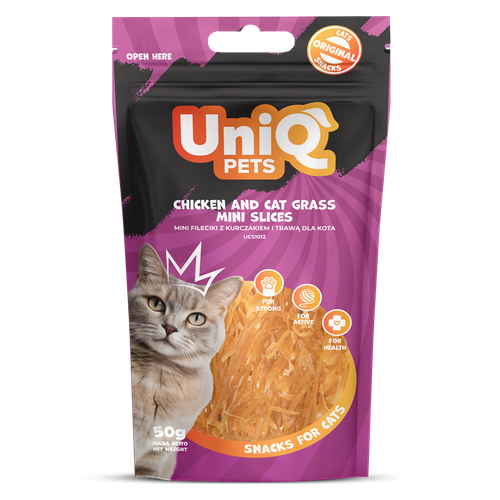 Przysmaki suche dla kota mini fileciki z kurczakiem i trawą 50g UNIQ PETS na Arena.pl
