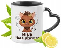 Kubek Czarny Z Uszkiem W Kształcie Serca Dla Niny Idealny Na Prezent