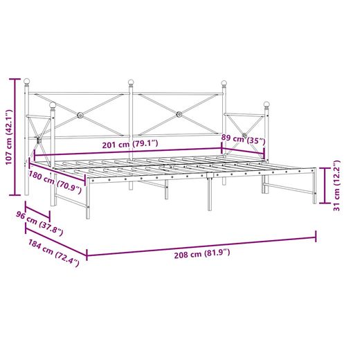 Łóżko dzienne wysuwanym pojemnikiem bez materaca czarne stalowe na Arena.pl