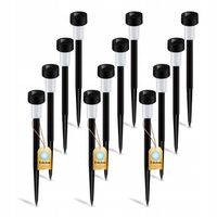 12x Lampa Ogrodowa LED SOLARNA CZARNA GRUNTOWA WBIJANA SŁUPEK SZPIKULEC