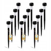 12x Lampa Ogrodowa LED SOLARNA CZARNA GRUNTOWA WBIJANA SŁUPEK