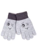 Rękawiczki dziewczęce pięciopalczaste szare buźka 18 YOCLUB
