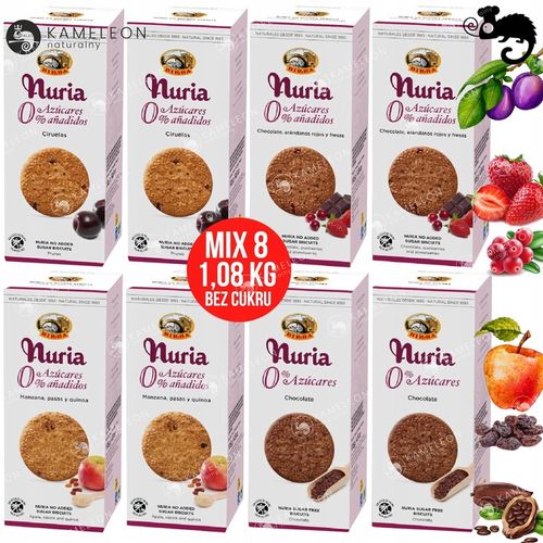 BIRBA Nuria CIASTKA HERBATNIKI PRZEKĄSKA mix SMAKÓW BEZ CUKRU 135gx8 1,08KG na Arena.pl