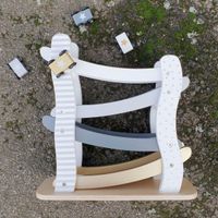 DLA DZIECI DREWNIANA ZJEŻDŻALNIA DLA AUT SREBRNO-SZARA