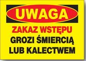 BTO-58  ZNAK TABLICA zakaz wstępu grozi śmiercią