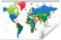 Fototapeta Ścienna Do Biura Kolorowa MAPA Polityczna Świata 90cm x 60cm