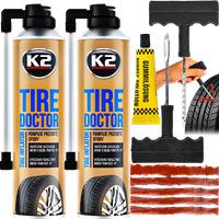K2 TIRE DOKTOR 400ML x2 + ZESTAW NAPRAWCZY DO OPON DO NAPRAWY OPON KLEJ