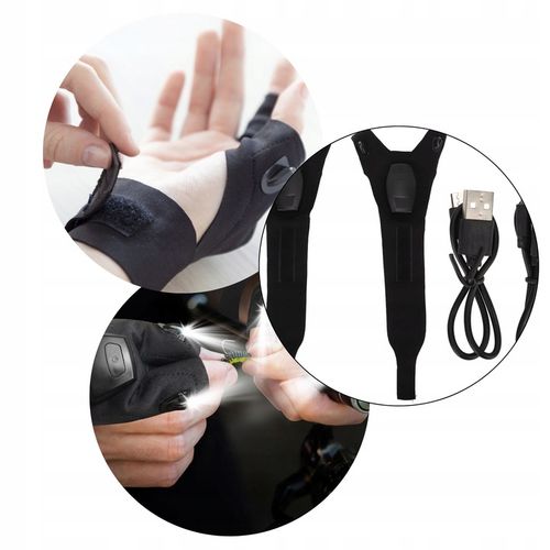 RĘKAWICZKI LED USB RĘKAWICZKI Z LATARKĄ LED ŚWIECĄCE RĘKAWICE ładowane USB na Arena.pl