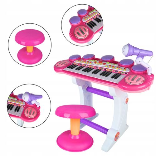 ORGANY ORGANKI KRZESEŁKO PIANINKO MP3 Z MIKROFONEM KEYBOARD USB DLA DZIECI na Arena.pl