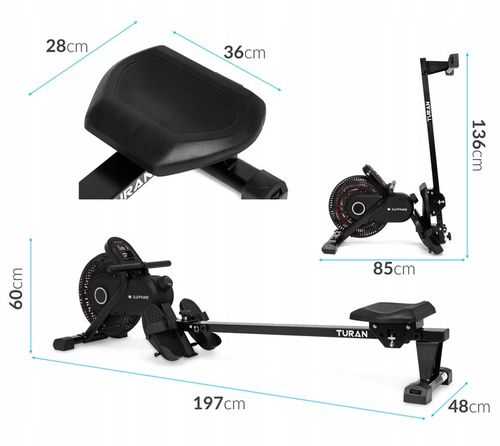 WIOŚLARZ TRENINGOWY powietrzny magnetyczny domowy siłownia składany 150kg na Arena.pl