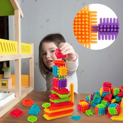 KLOCKI KONSTRUKCYJNE WAFLE JEŻYKI KOLOROWE MOCNE DLA DZIECI WIADERKO XXL na Arena.pl