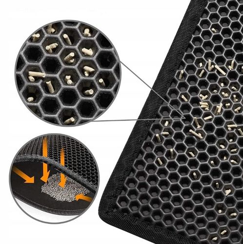 MATA WYCIERACZKA POD KUWETĘ DLA KOTA NA ŻWIREK XXL PODKŁADKA CZARNA 60x45 na Arena.pl