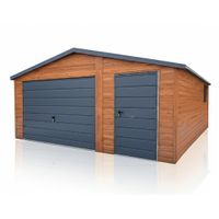 Garaż Blaszany 5x6 Drewnopodobny Złoty Dąb Grafit Brama + Drzwi PRODUCENT