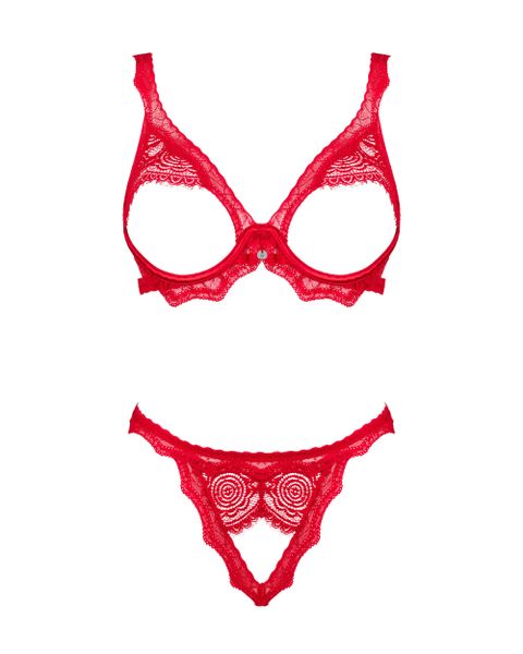 Seksowny Komplet Obsessive Bergamore Cupless Bra & Crotchless Thong M/L zdjęcie 8