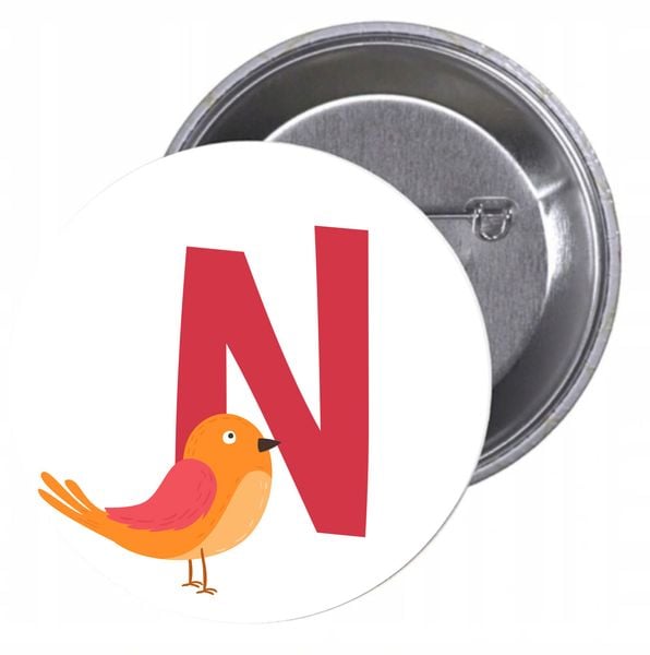 Przypinki buttony LITERKI DLA DZIECI - N zdjęcie 1