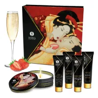 shunga geishas secret kit sparkling strawberry wine - zestaw miniatur