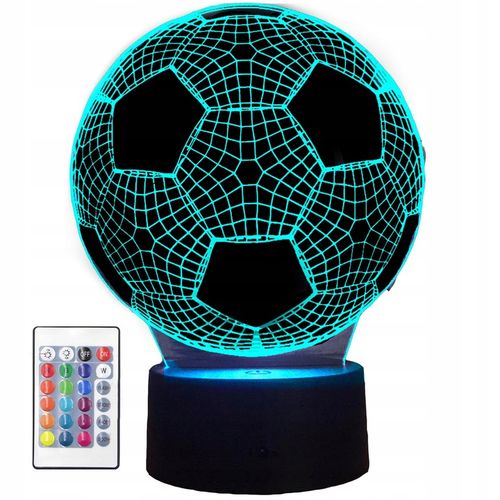 LAMPKA NOCNA PIŁKA NOŻNA 3D LED KOLORY + PILOT na Arena.pl
