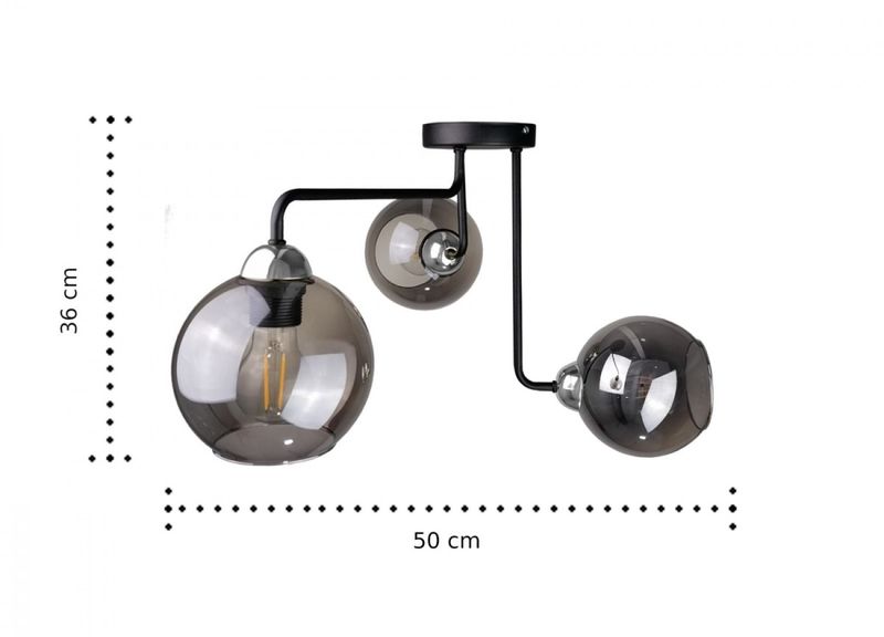 Lampa sufitowa 3xE27 COSMO BLACK/SILVER zdjęcie 3