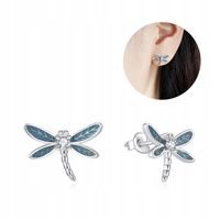 Kolczyki srebrne damskie ważki srebro próba 925 sztyfty wkrętki