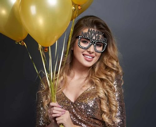 Okulary sylwestrowe Happy New Year diamenty, czarny na Arena.pl