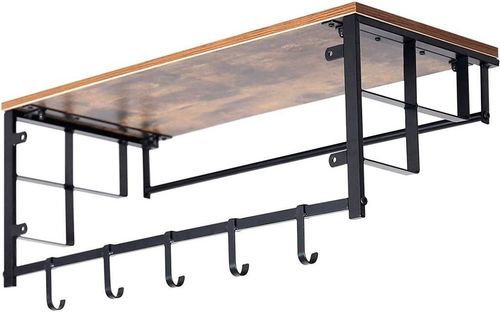 Wieszak ścienny z półką, drążkiem i haczykami, 66 cm na Arena.pl