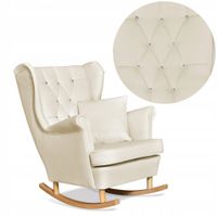 Fotel Uszak eko skóra Bujany Gaja Skandynawski Family meble beżowy kremowy