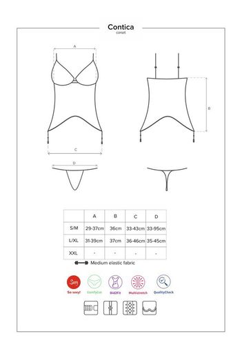 Seksowny Gorset i Stringi - Obsessive Contica S/M na Arena.pl
