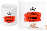 Dla Drwala Zestaw Poduszka + Skarbonka Prezent Z Nadrukiem Ze Zdjęciem