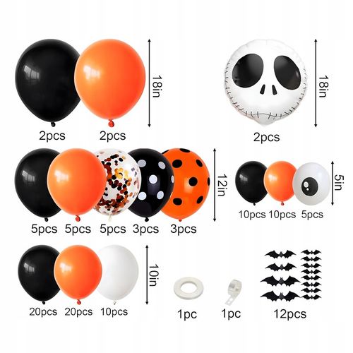 ZESTAW BALONÓW GIRLANDA BALONOWA HALLOWEEN PRZYJĘCIA ZESTAW DEKORACJA 116el na Arena.pl