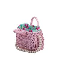 MAŁA DAMSKA TOREBKA WIKLINOWA W KOLORZE różowym Z KORALAMI I OBSZYCIEM 22x10 H13/23 CM