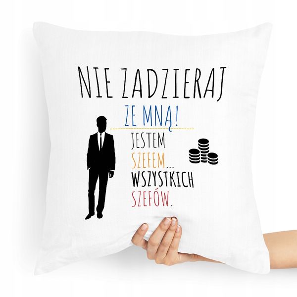 Poduszka Prezent Dla Szefa Szef Wszystkich Szefów Z Nadrukiem Ze Zdjęciem zdjęcie 1