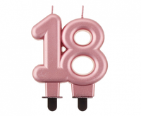 świeczka b&c cyferka "18"  różowo-złota 8cm | pf-scrz18