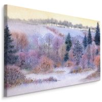 Obraz Do Salonu Sypialni Zimowy Las Dolina Pejzaż Malunek 90cm x 60cm