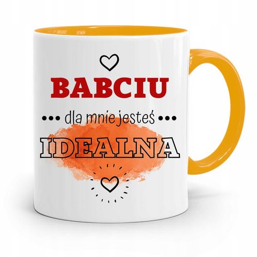 Kubek Żółty Dzień Babci Babciu Jesteś Idealna Z Nadrukiem Ze Zdjęciem na Arena.pl
