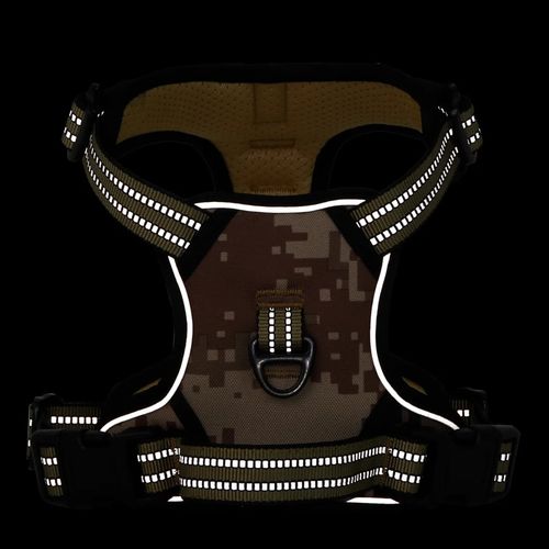 Szelki dla psa z odblaskowymi paskami, regulowane, brąz moro S na Arena.pl