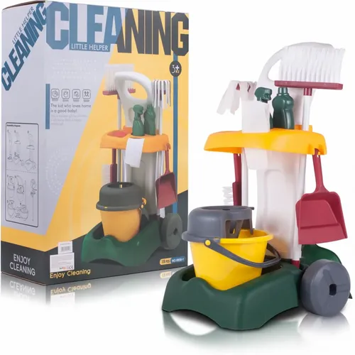 Zestaw Do Sprzątania Dla Dzieci Z Mopem Zmiotką i Akcesoriami na Wózku na Arena.pl